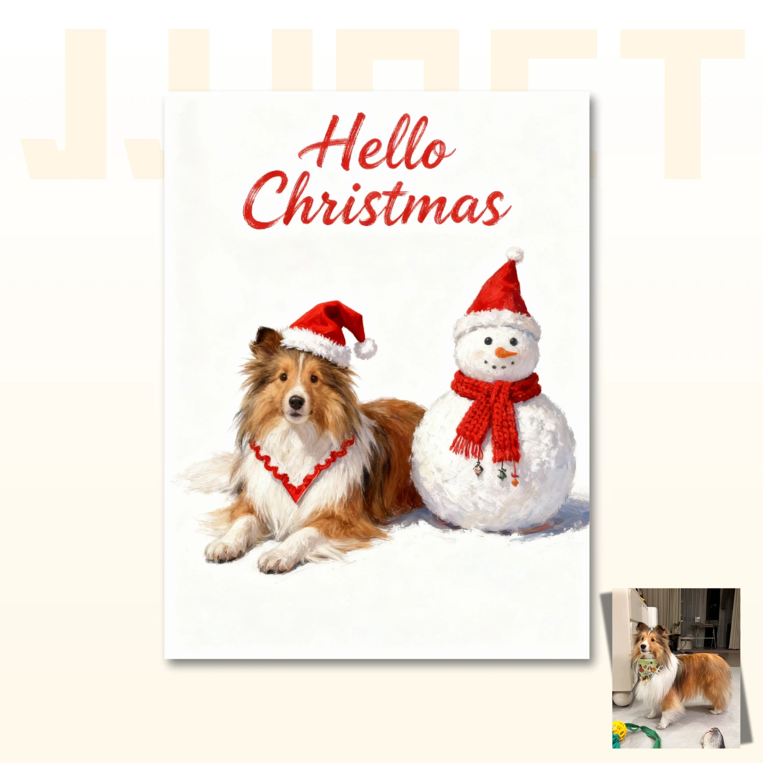 Customized Snowman-Themed Christmas Pet Portraits - Image 2