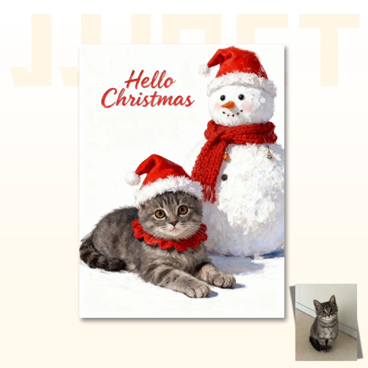 Customized Snowman-Themed Christmas Pet Portraits - Image 3