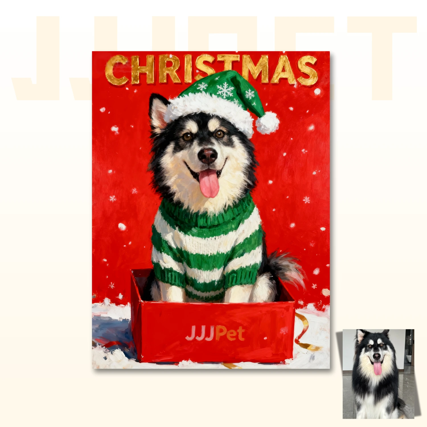 Custom Pet Portrait - Christmas Theme - Image 2