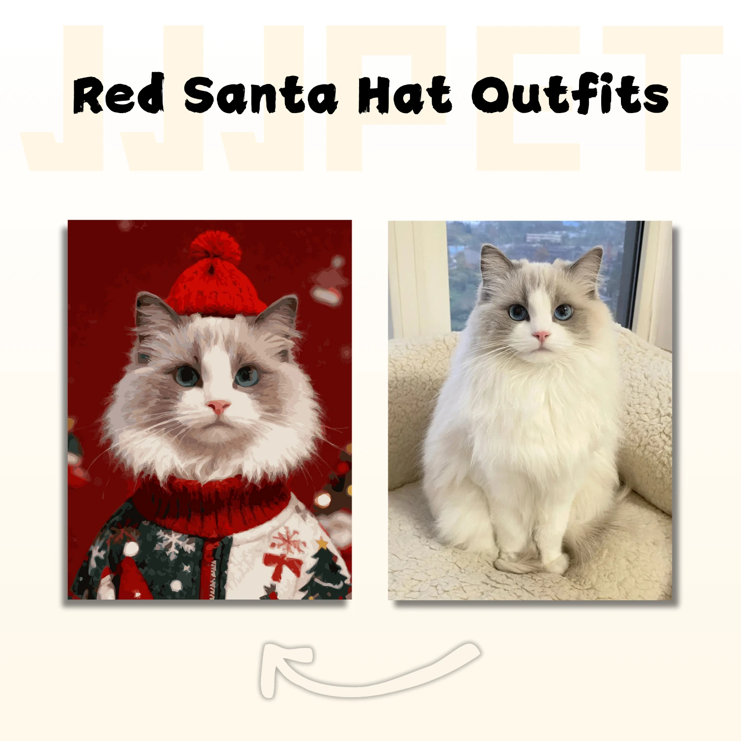 Custom Pet Paint by Numbers - Red Santa Hat Outfits - Image 4